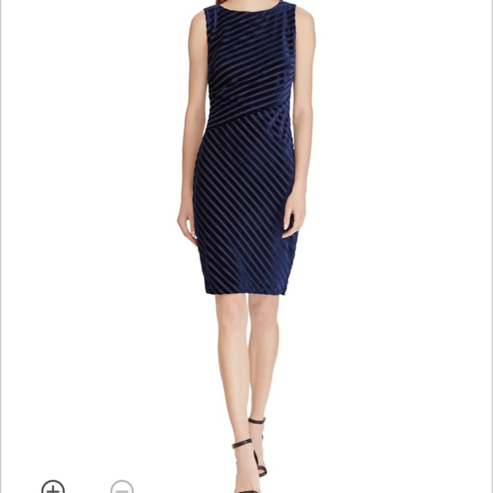 L. Ralph Lauren Shadow Stripe Velvet Sheath Dress
